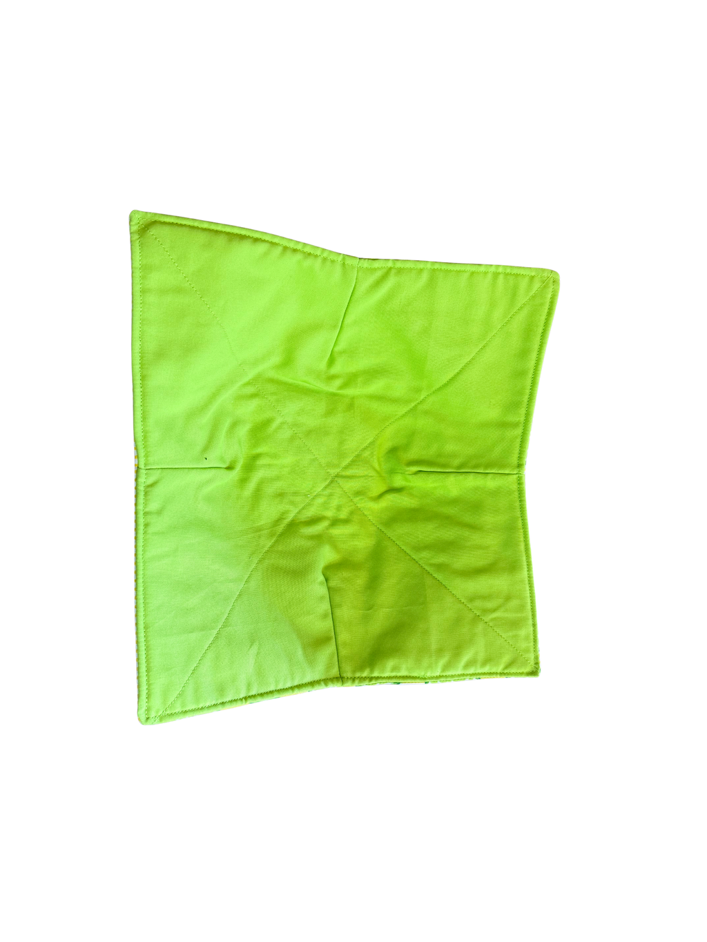 Green fabric square on a white background