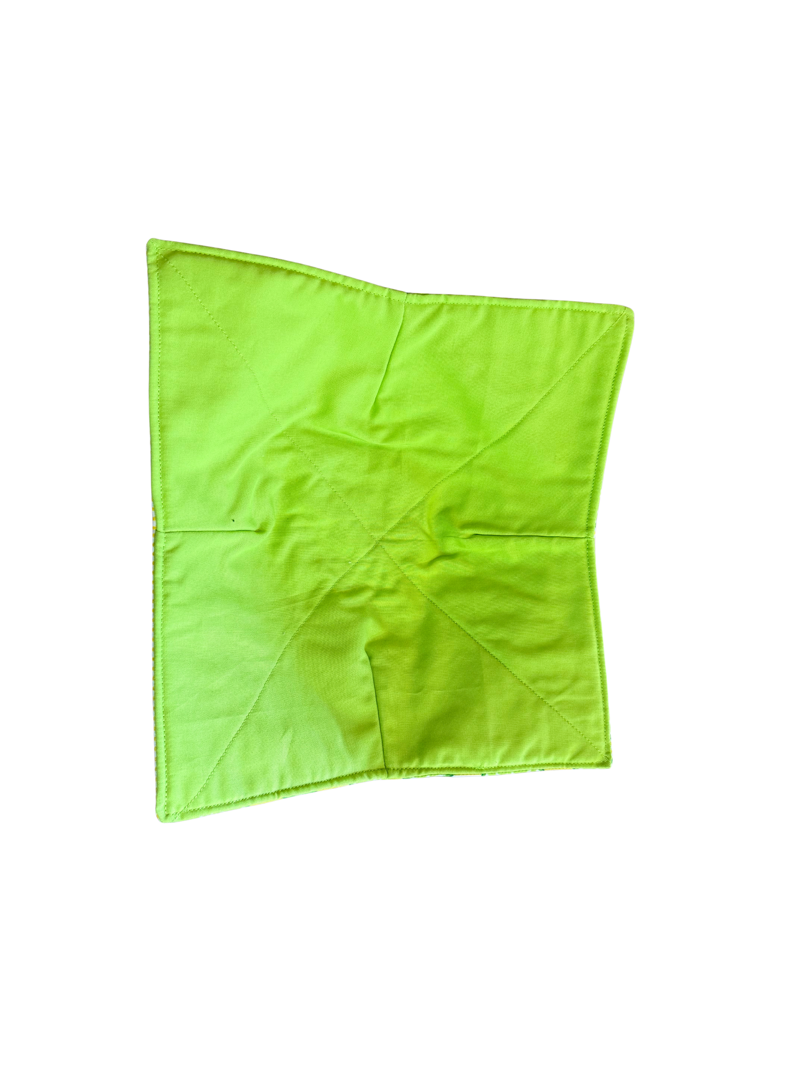 Green fabric square on a white background