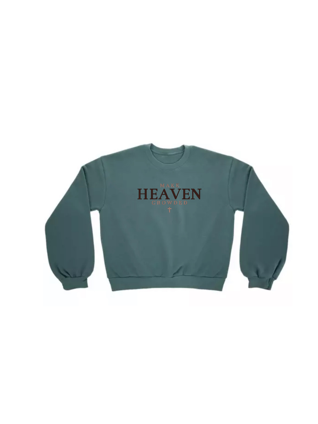 green sweatshirt with brown lettering