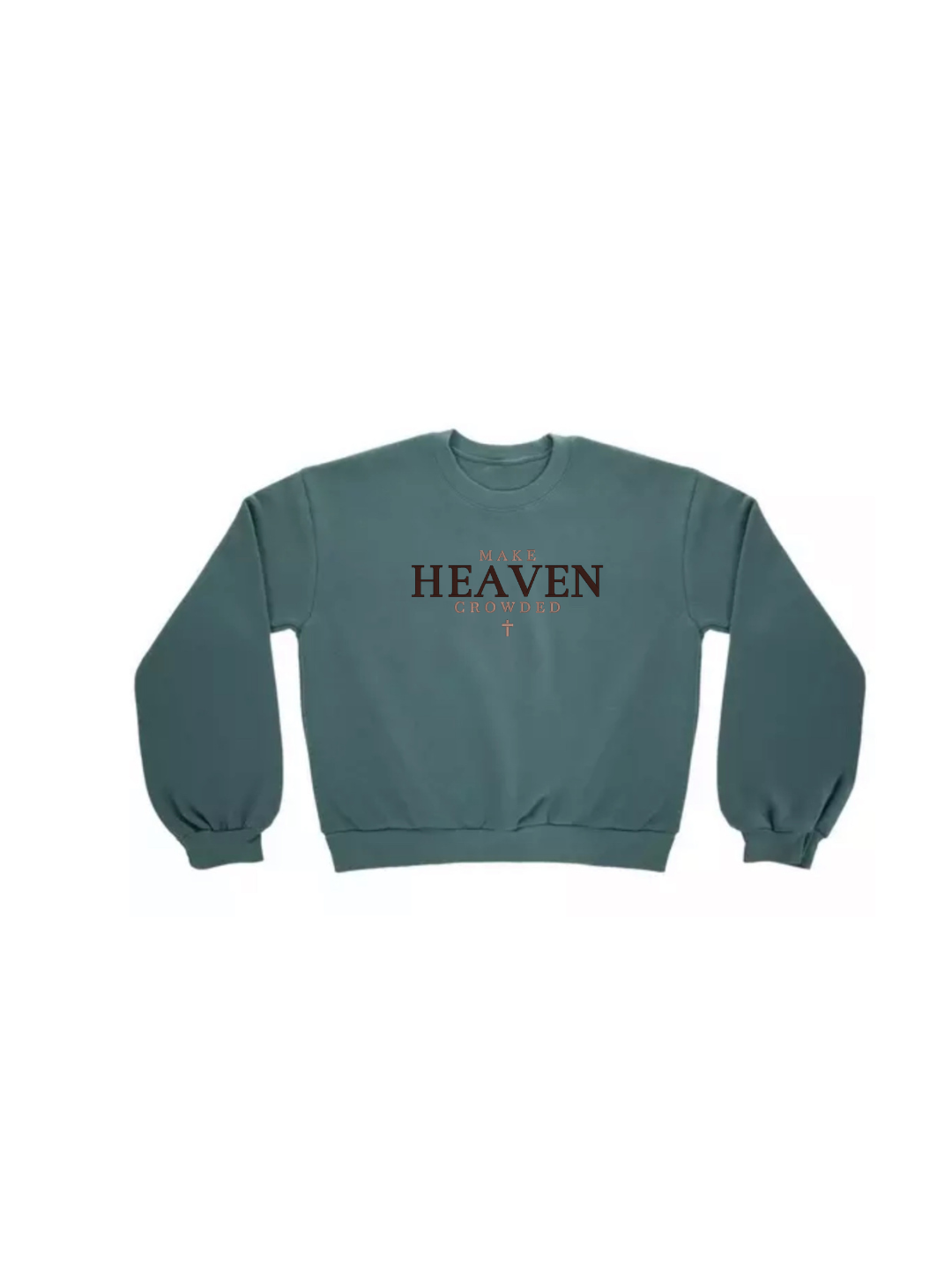 green sweatshirt with brown lettering