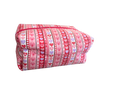 bag with pink fabric with heart and stripe pattern on a white background