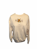Beige sweatshirt with a graphic design on a white background