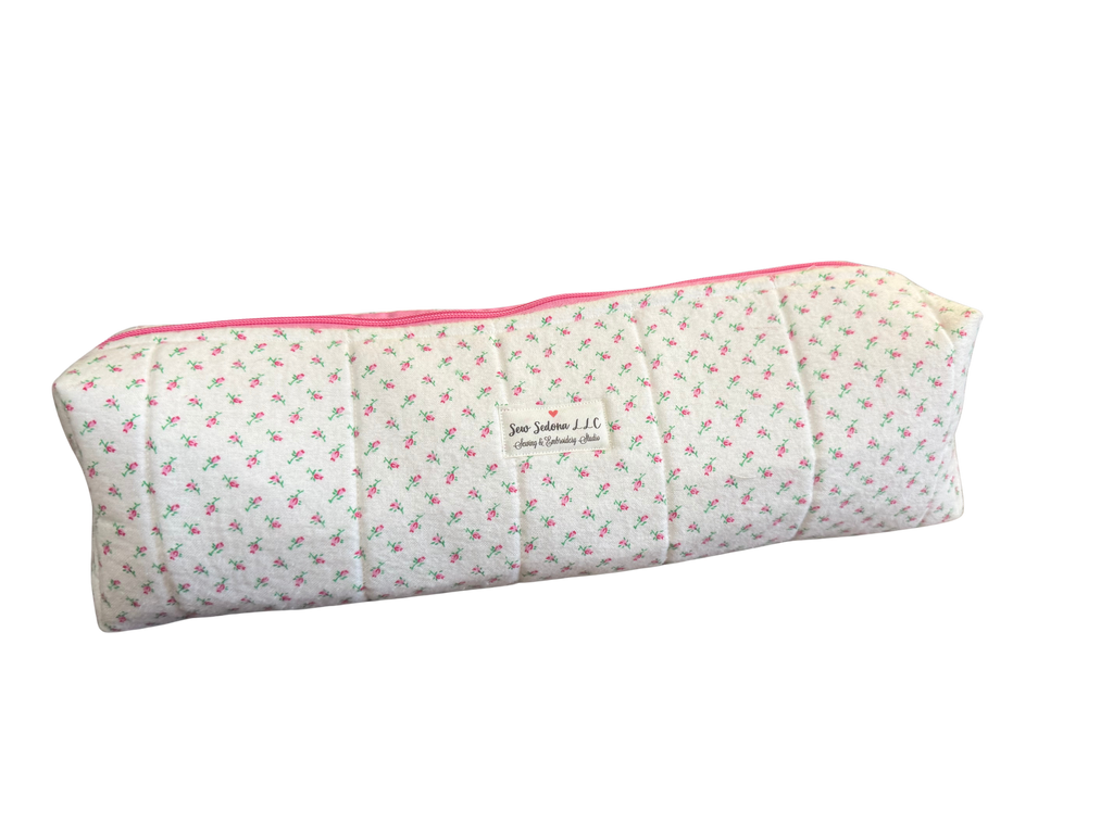 Rectangular fabric product with a pattern on a white background