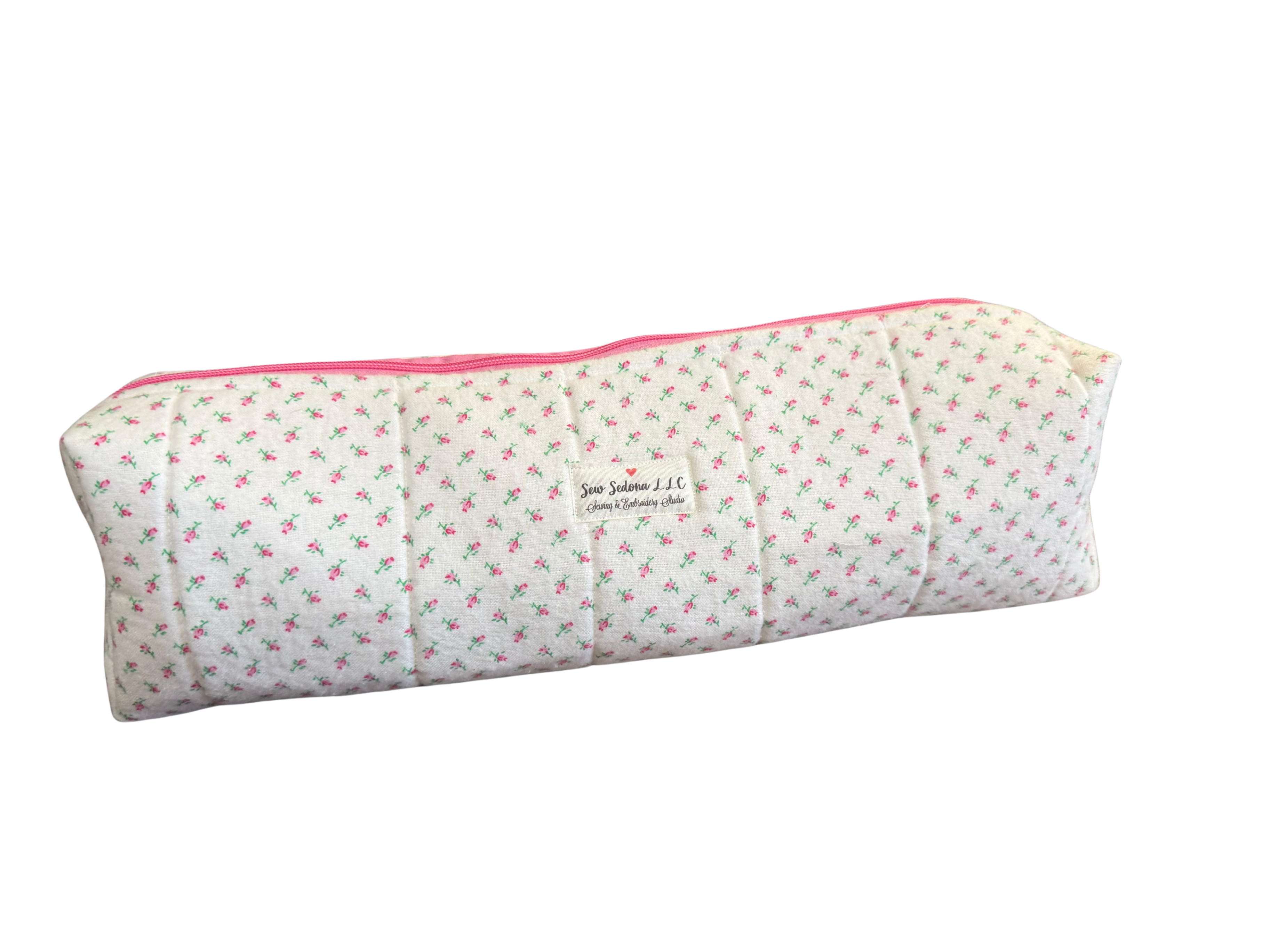 Rectangular fabric product with a pattern on a white background