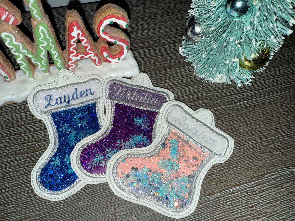 Embroidered stocking ornament