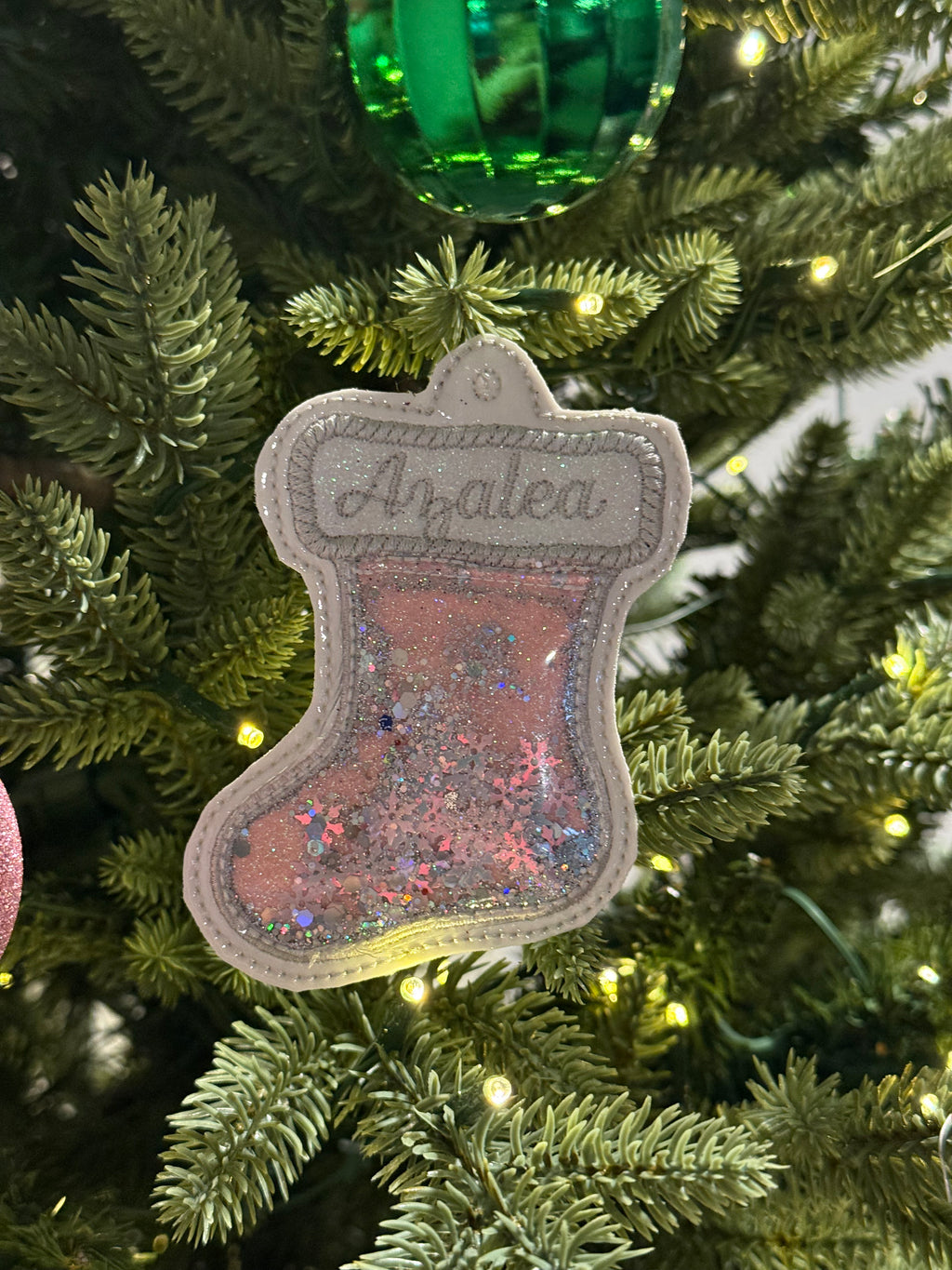 Embroidered stocking ornament