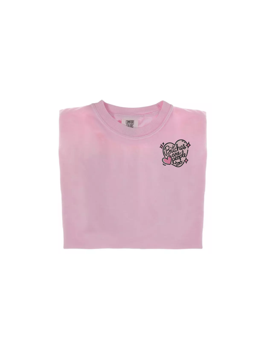 Pink t-shirt with a logo on a white background