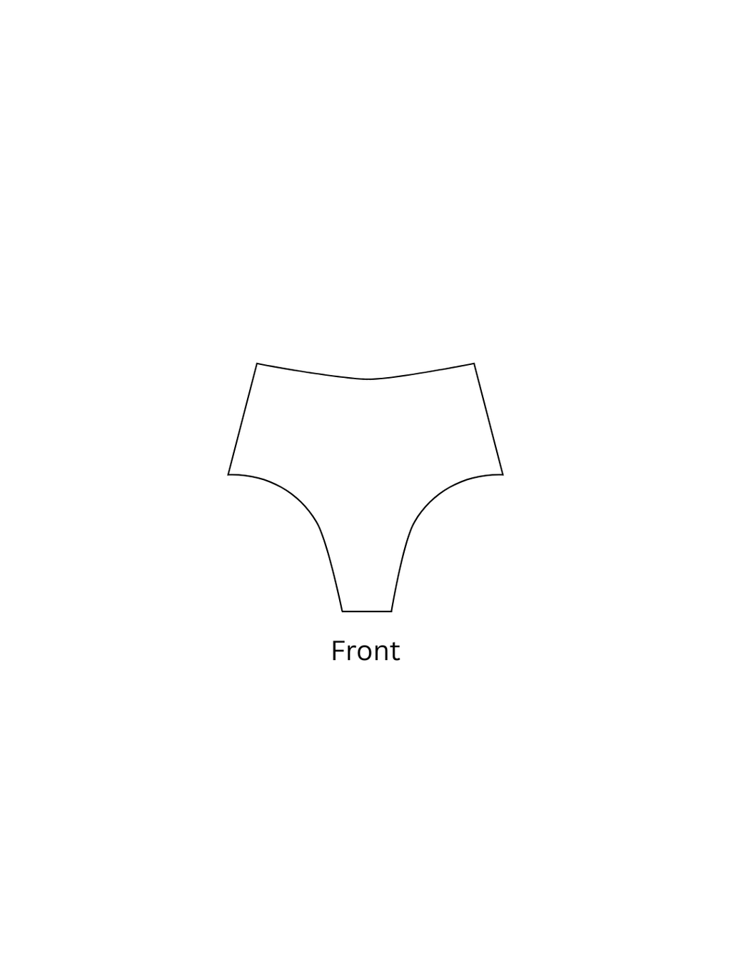 Line drawing of a front view of underwear on a white background