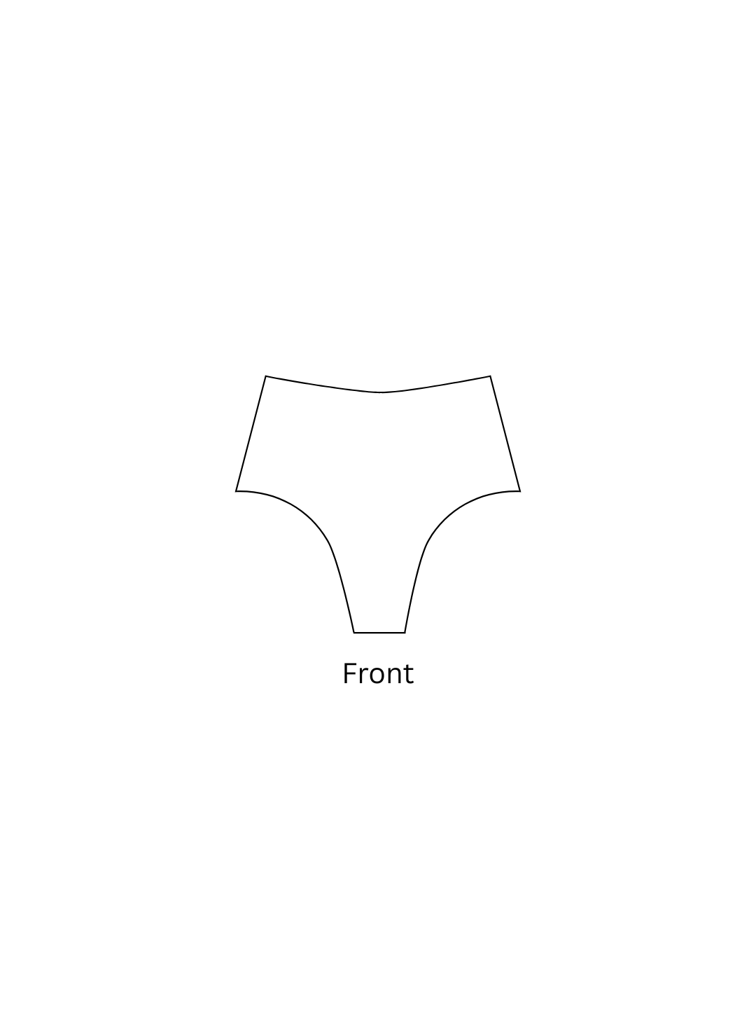 Line drawing of a front view of underwear on a white background