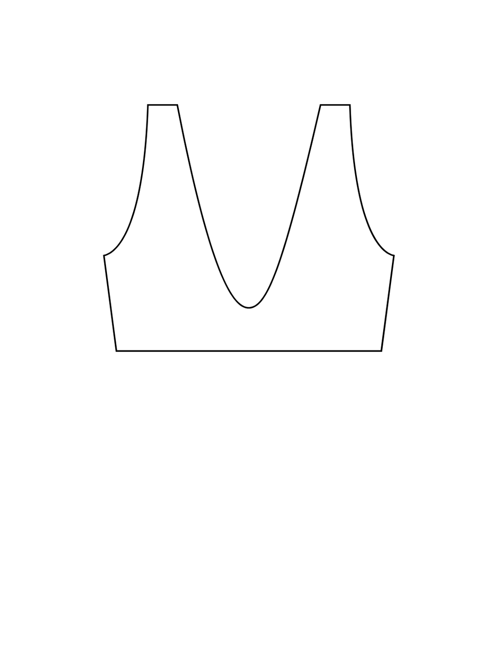 Outline of a sports bra on a white background