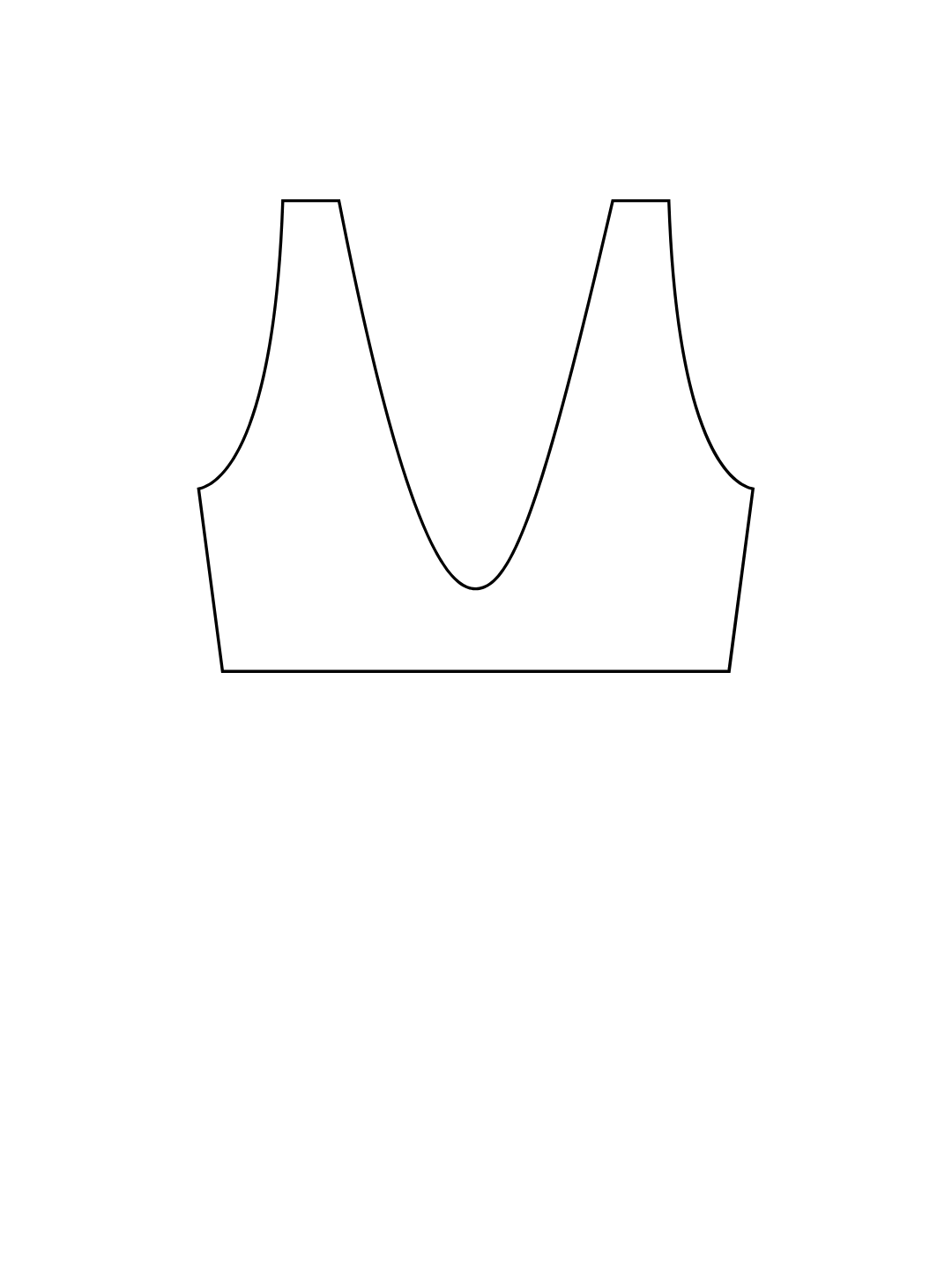 Outline of a sports bra on a white background