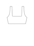 Line drawing of a sports bra on a white background
