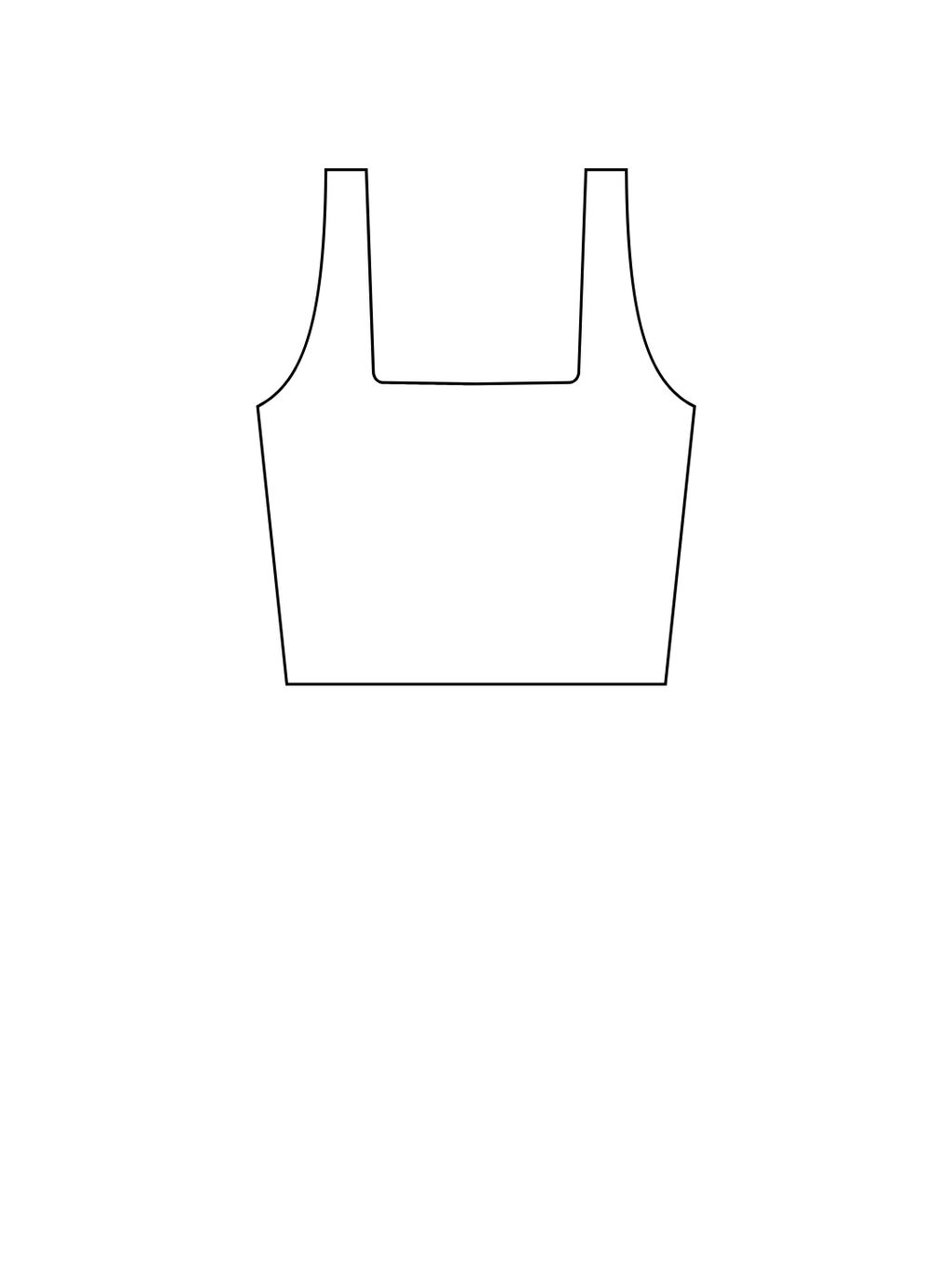 Outline of a crop top on a white background