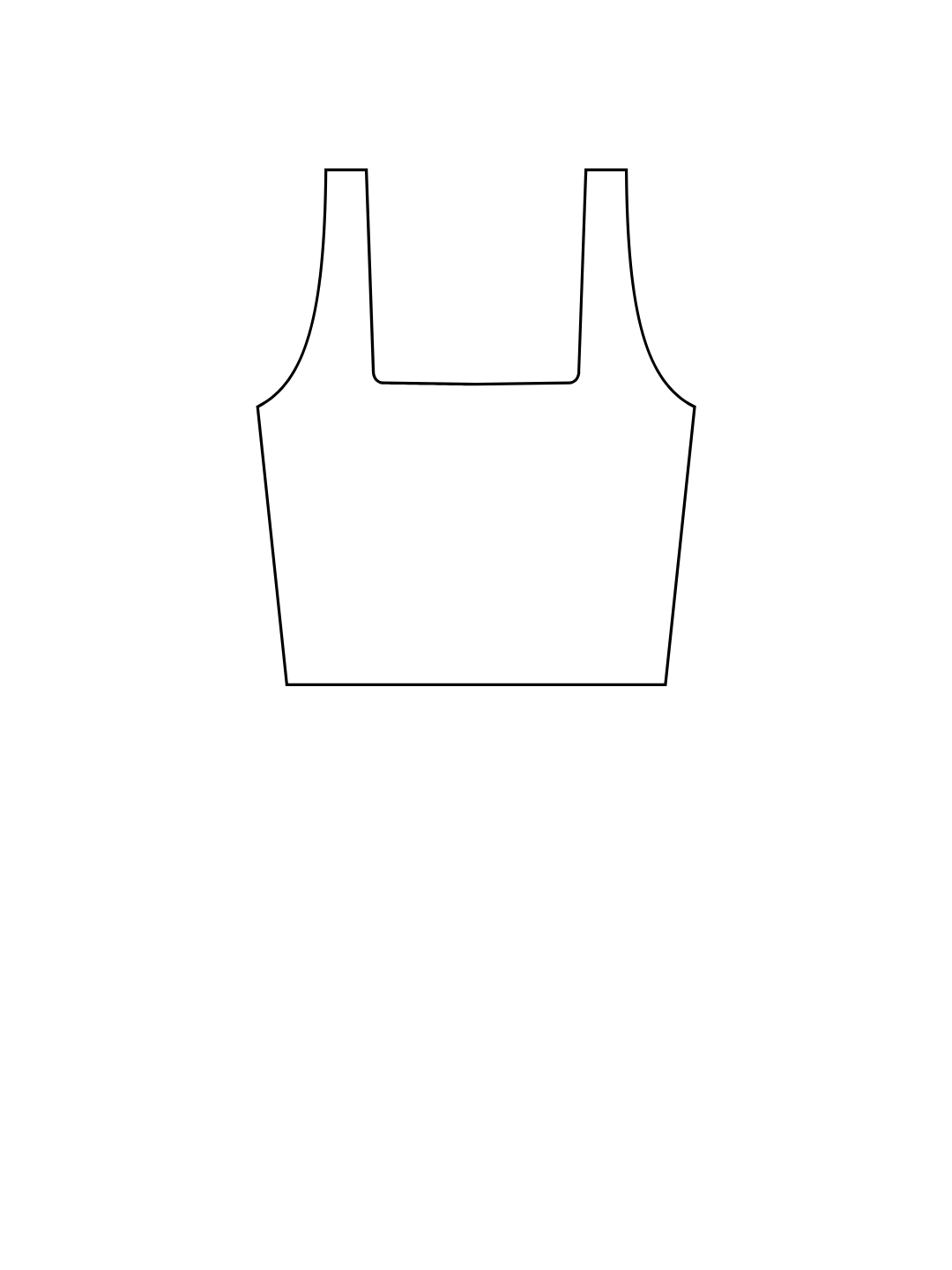 Outline of a crop top on a white background