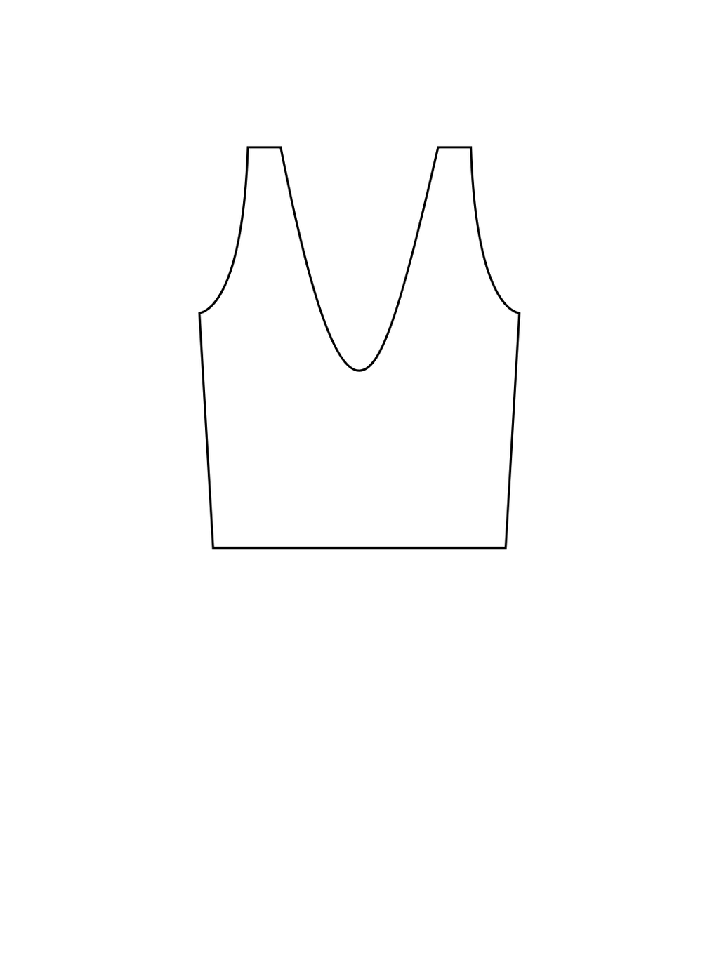 Outline of a tank top on a white background