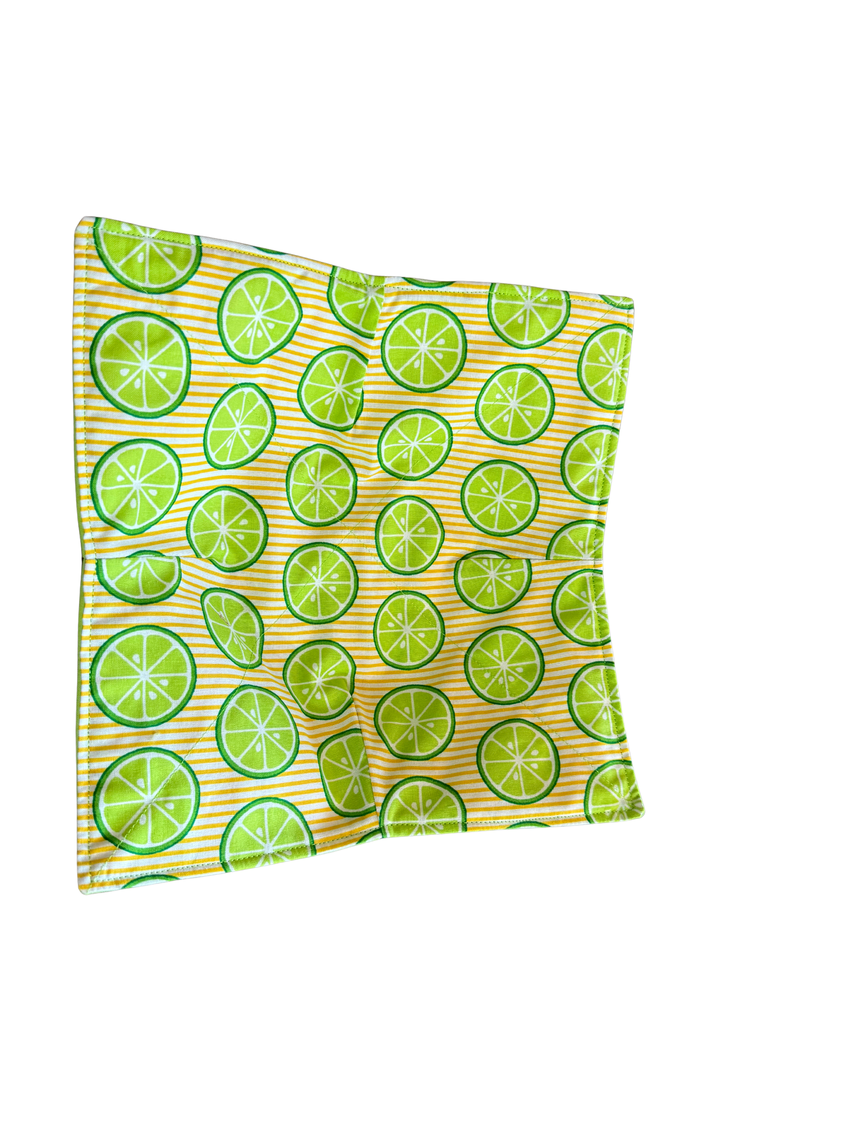 Fabric with lime pattern on a white background
