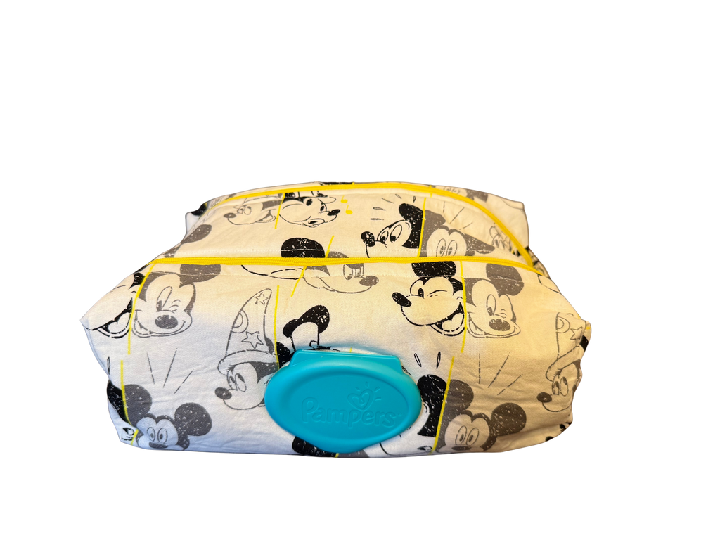 Cosmetic bag with Mickey Mouse design on a white background