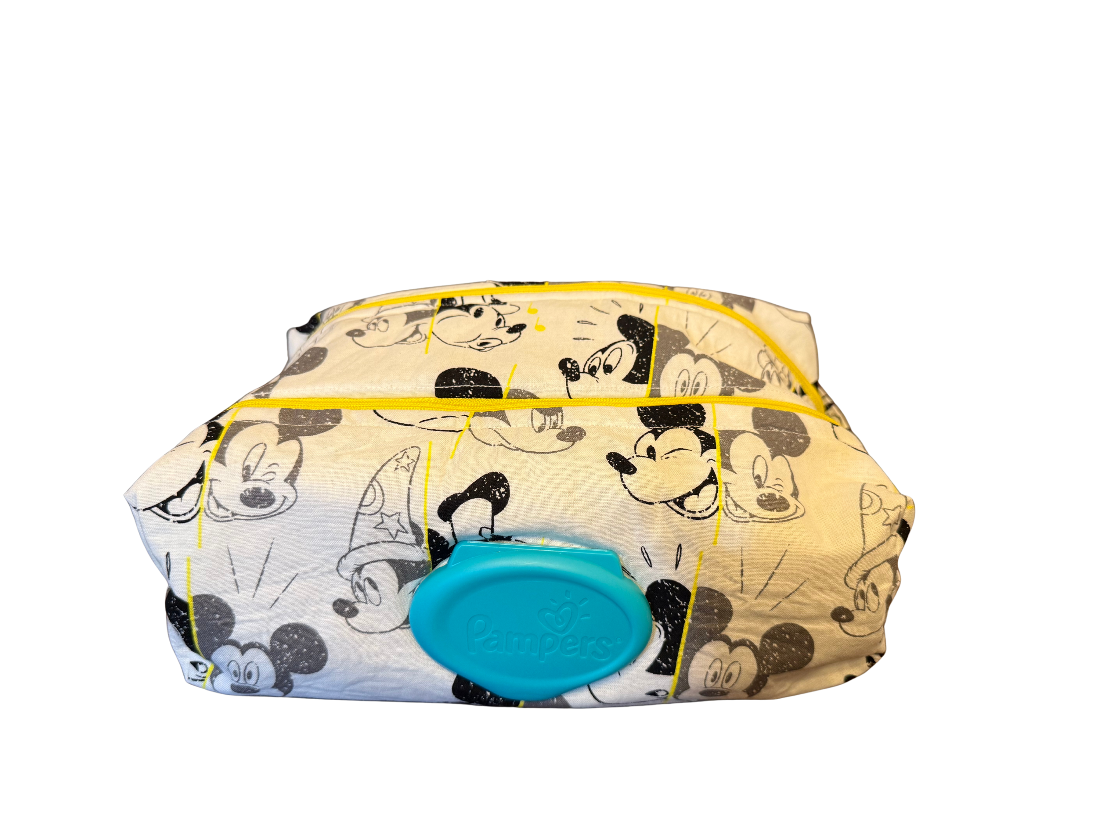 Cosmetic bag with Mickey Mouse design on a white background